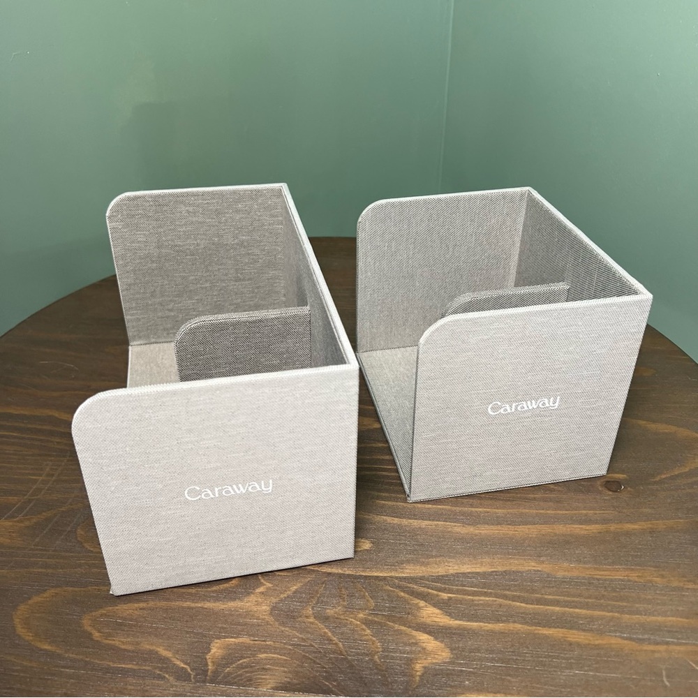 Caraway Food Storage Bin Holder Organizer Cabinet Gray x 2 Gray Canvas Magnetic - Picture 11 of 12